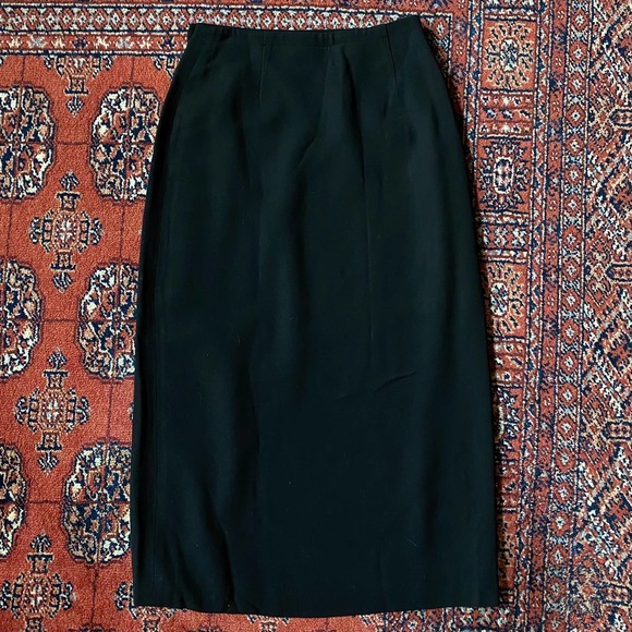 Ann Taylor 2 Black Faux Wrap Side Button Long Rayon/Wool Blend Skirt - Picture 3 of 6